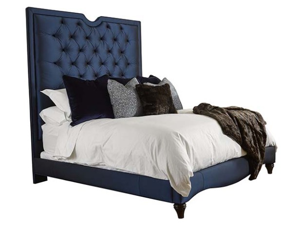 Henredon - Park Avenue Monroe Tufted Bed in navy silk copy